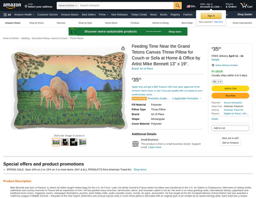 Feeding Time Near The Grand Tetons Canvas Throw Pillow for Couch or Sofa at Home & Office 