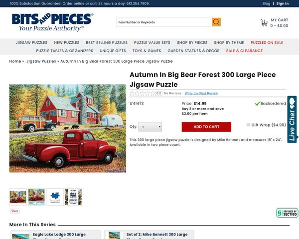 Autumn In Big Bear Forest 300 Large Piece Jigsaw Puzzle