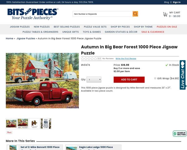 Autumn In Big Bear Forest 1000 Piece Jigsaw Puzzle