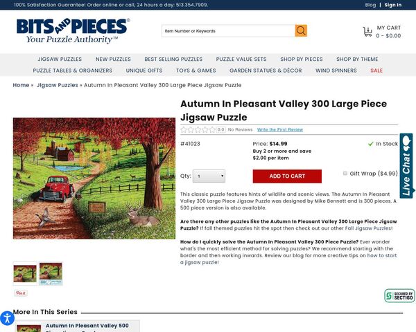Autumn in Pleasant Valley Jigsaw Puzzle - 300 piece count