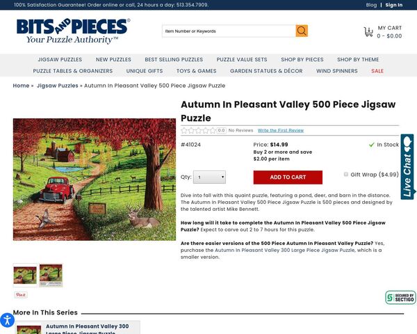 Autumn In Pleasant Valley 500 Piece Jigsaw Puzzle