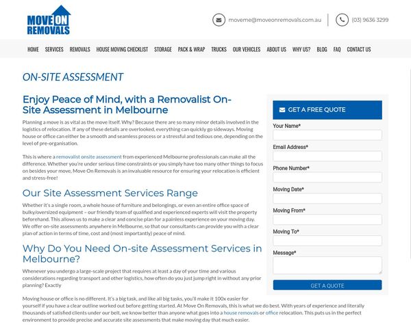 Movers Onsite Assessment and Home Removalist Melbourne  