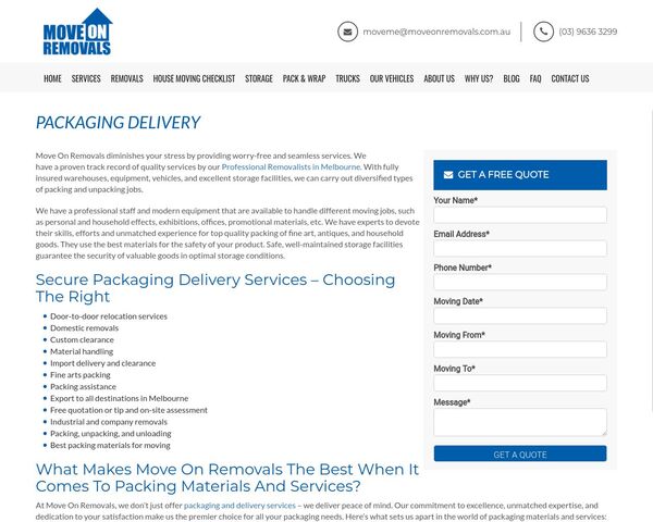 Packaging Delivery and Packaging boxes Removals in Melbourne