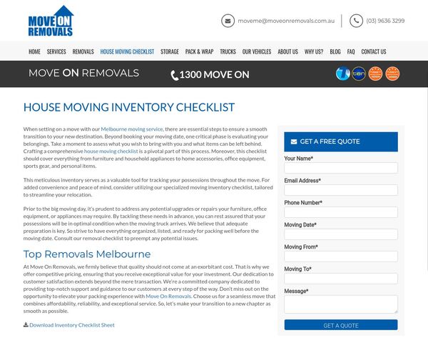 House Moving Inventory Checklist and Furniture Removal Company